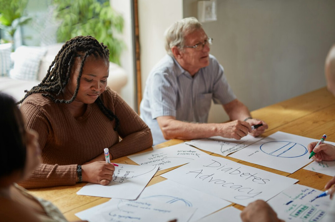 diverse group in personal development workshop